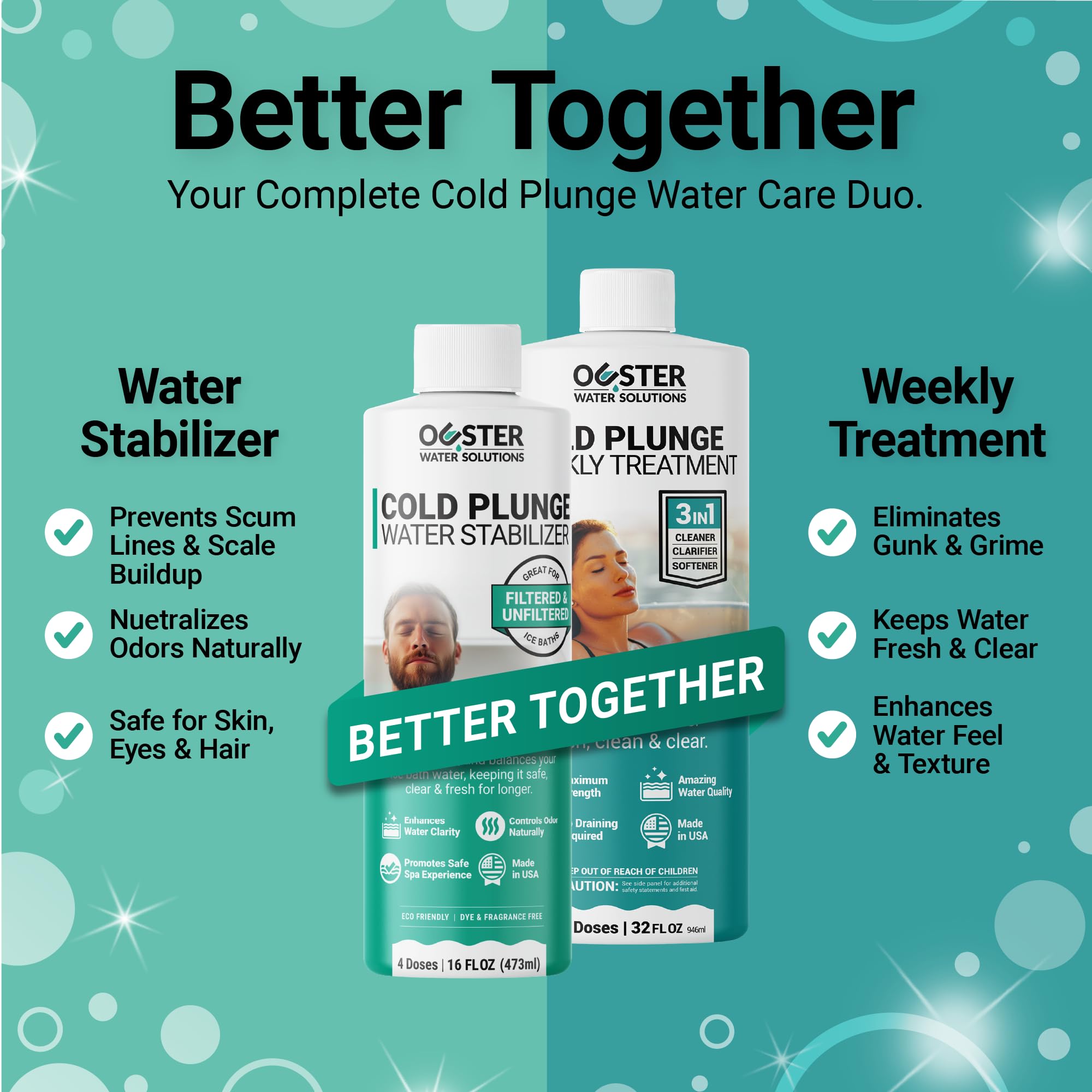 Bio Ouster pH-balancing water helps reduce irritation after plunges.