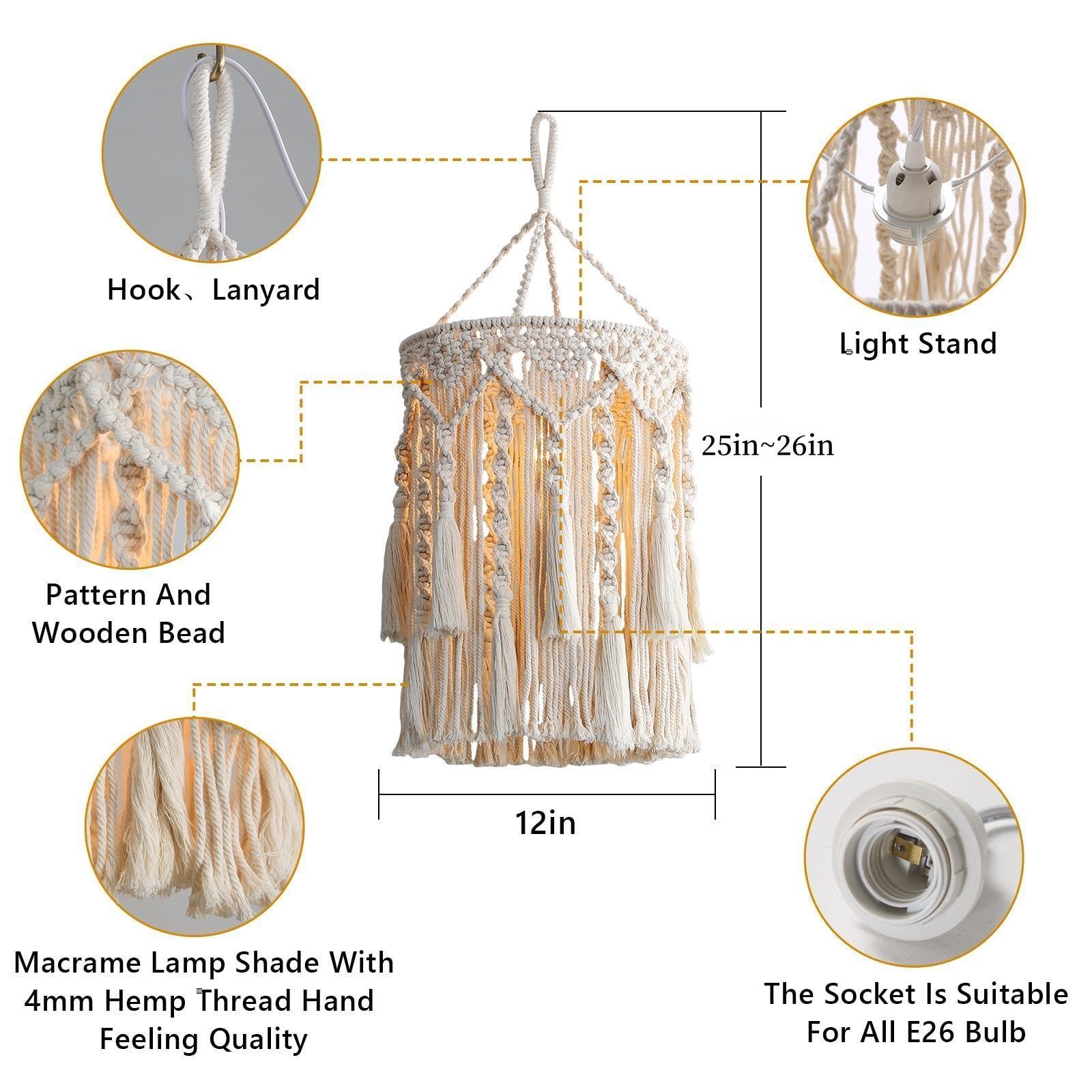 Bioaqua Boho lamp shade illuminated with LED bulbs for energy-efficient glow