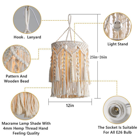 Bioaqua Boho lamp shade illuminated with LED bulbs for energy-efficient glow