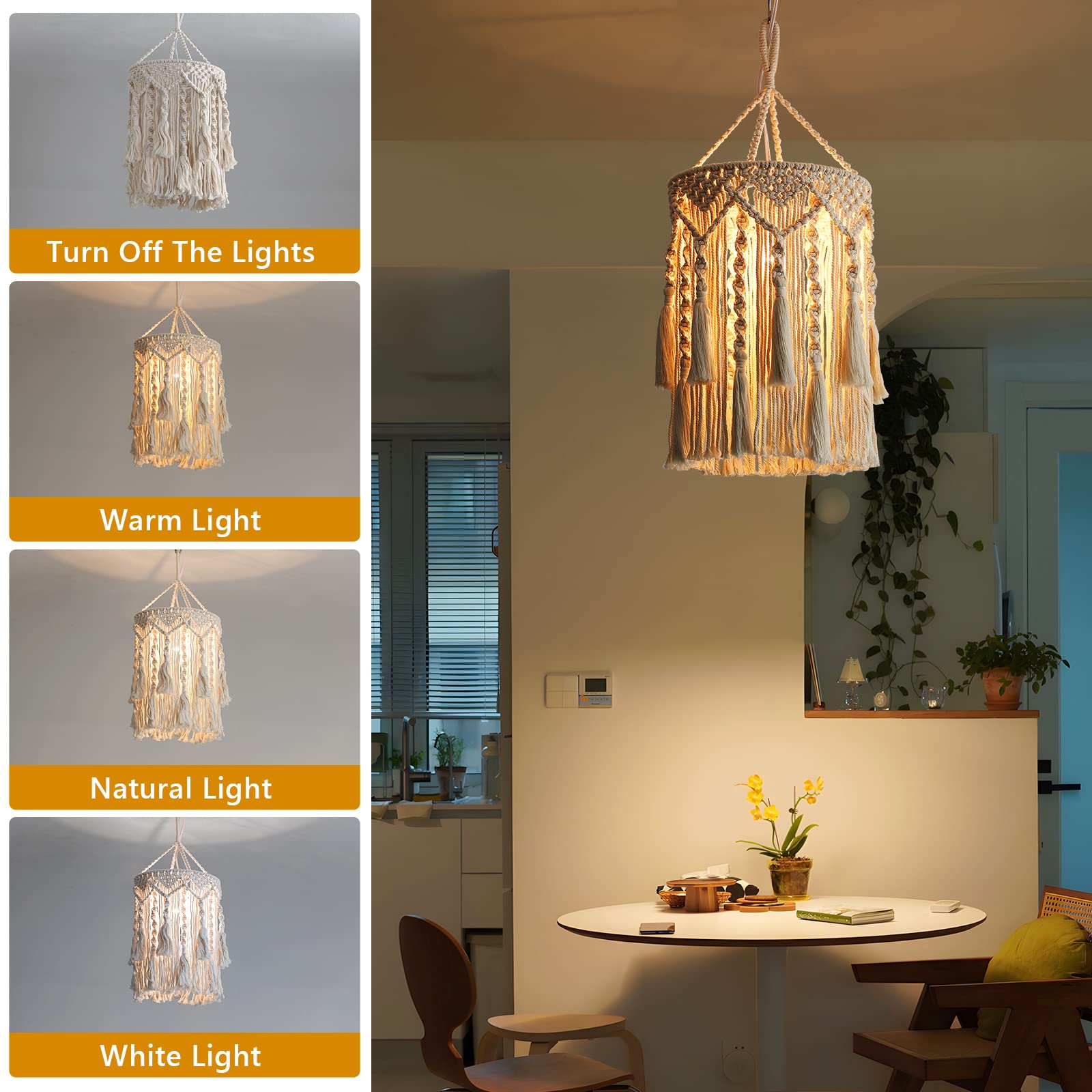 Bioaqua Boho lamp shade in bedroom creates warm, relaxing ambiance