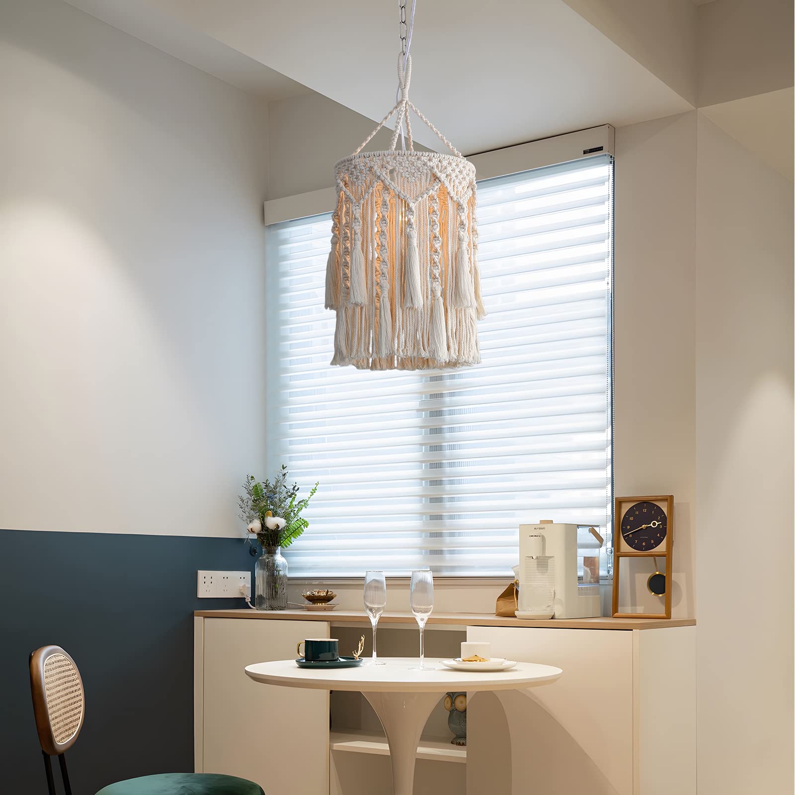 Bioaqua Boho lamp shade with adjustable cord for flexible placement