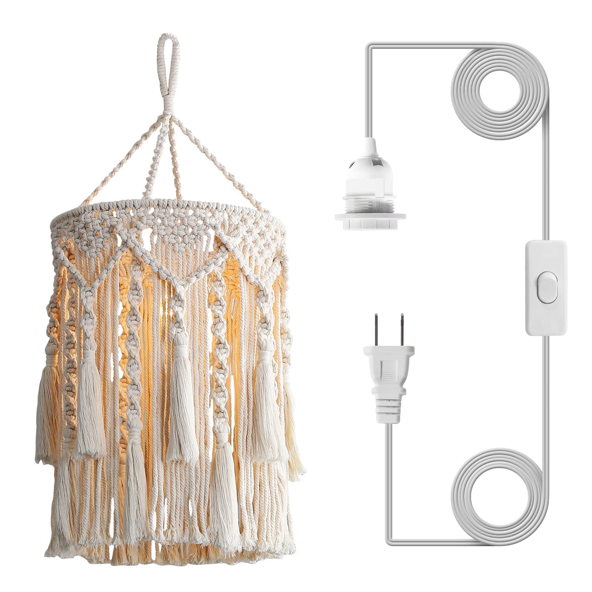 Bioaqua Boho lamp shade with 12.2-inch ring adds airy elegance to spaces