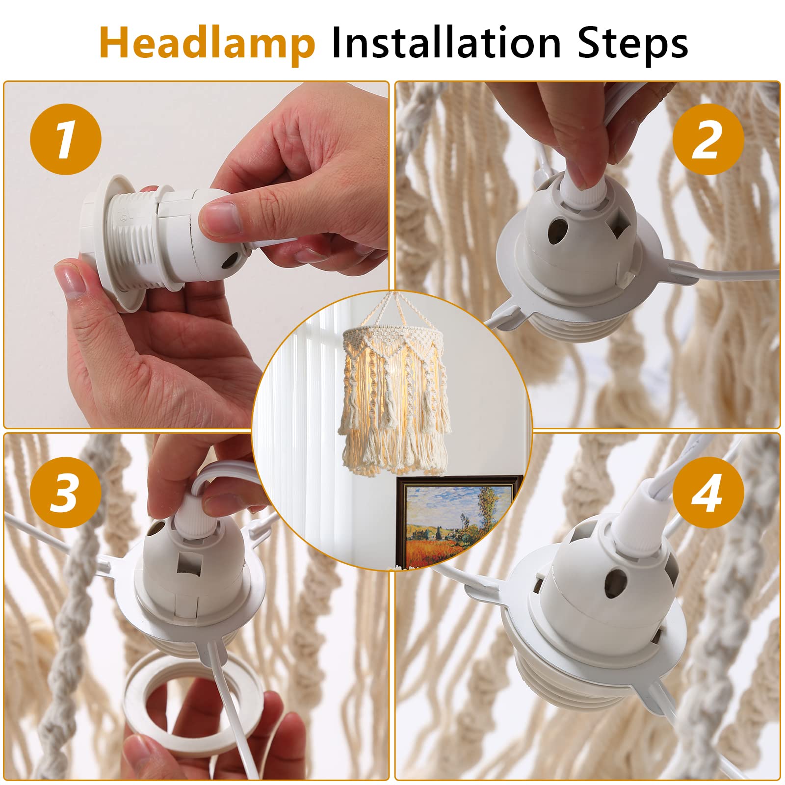 Bioaqua Boho lamp shade plug-in setup simplifies installation
