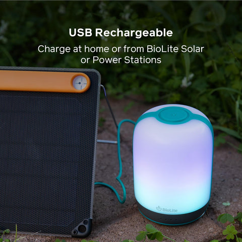 BioLite Alpenglow USB port enables device charging during a hike