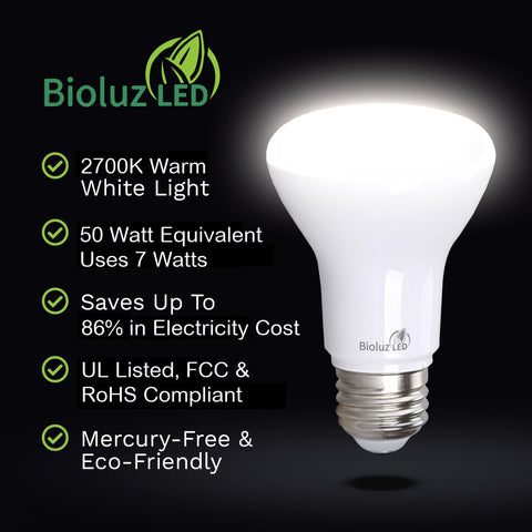 Bioluz LED BR20 bulb 540 lumens for bright, efficient lighting.