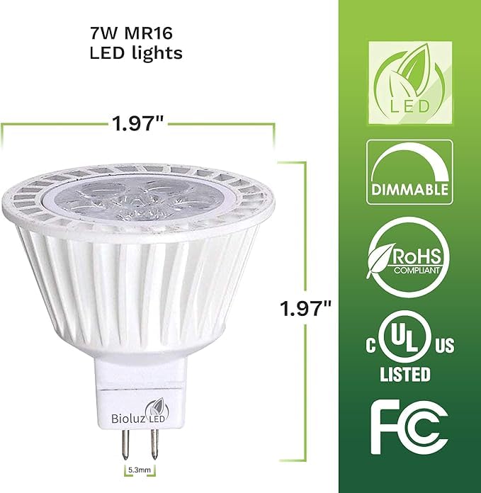 Bioluz LED MR16 with aluminum casing for superior heat dissipation and longevity