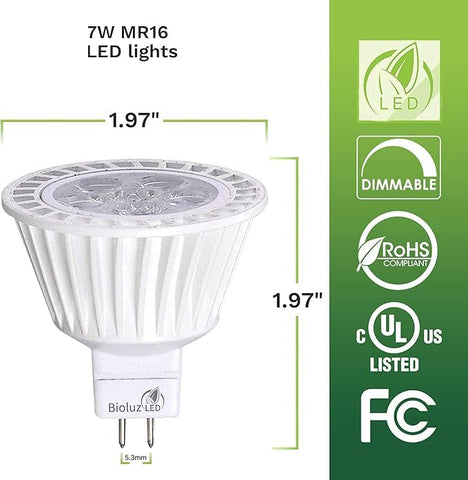 Bioluz LED MR16 with aluminum casing for superior heat dissipation and longevity