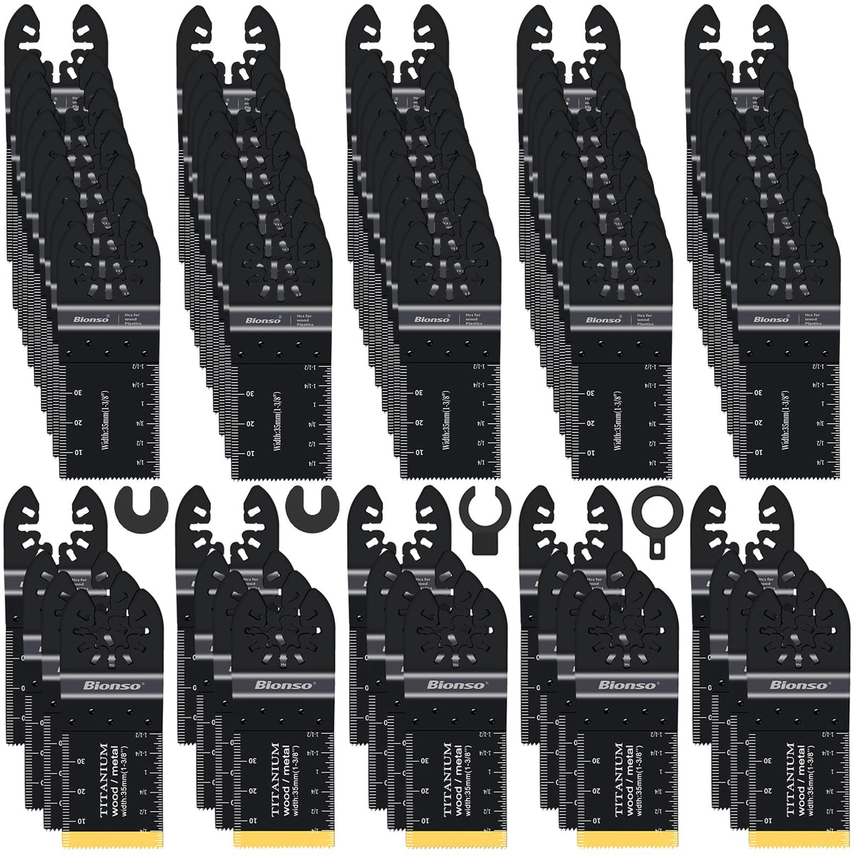Bionso 120pc oscillating blades set package for versatile cutting tasks.