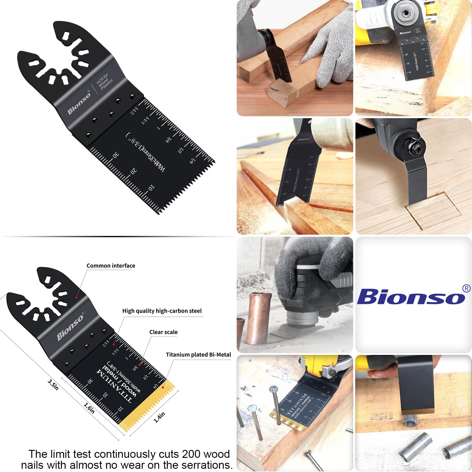 Bionso high-carbon steel blades resist wear for long use.