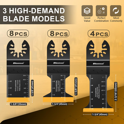 Bionso blade set optimized for fast wood cutting and smooth operation
