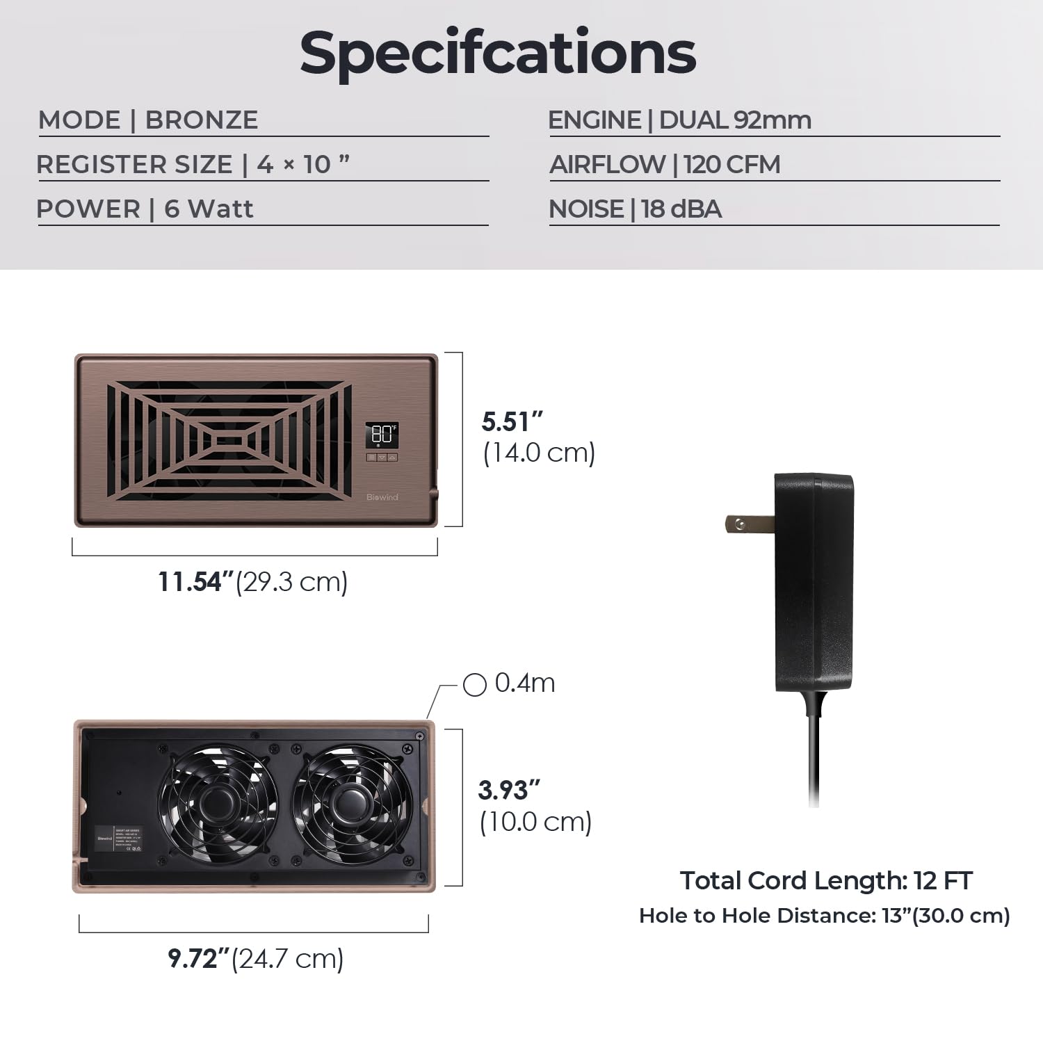 BIOWIND 120 CFM airflow boosts room circulation with low noise