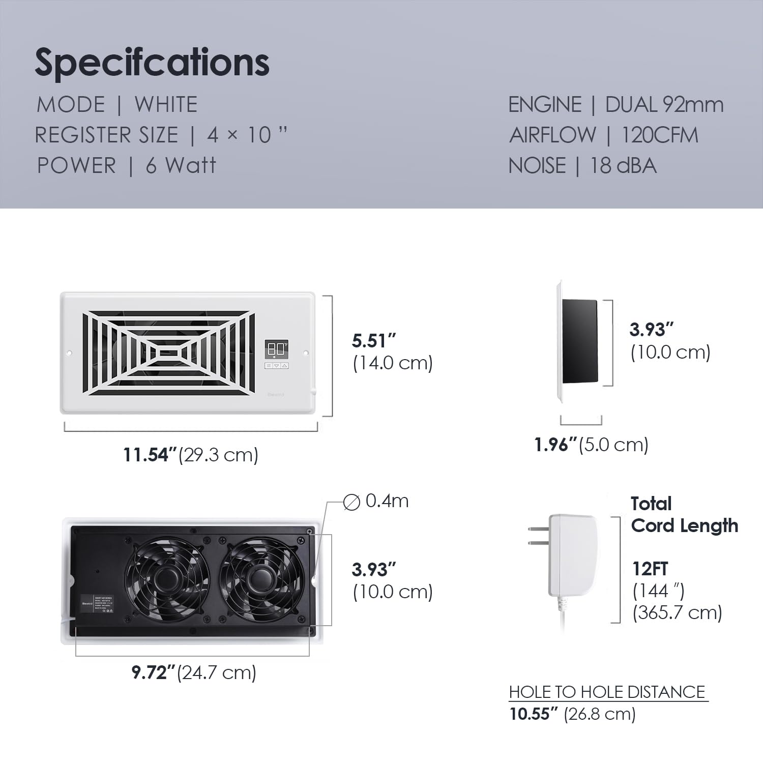 BIOWIND 120 CFM airflow footage highlights even room circulation.