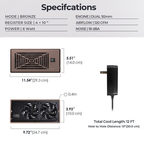 BIOWIND 120 CFM airflow boosts room circulation with low noise