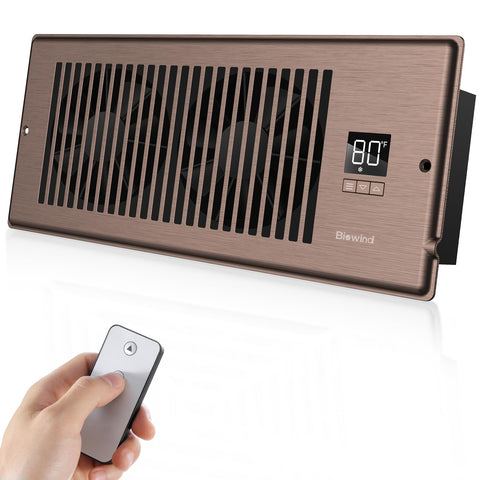 BIOWIND Quiet Register Booster Fan bronze front view showing compact design for vents