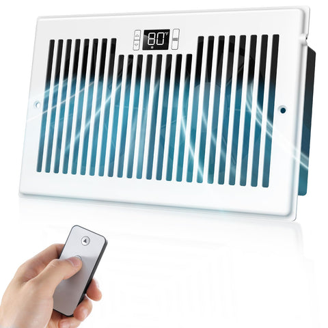 BIOWIND Quiet Register Booster Fan front view, sleek anodized frame improving airflow.