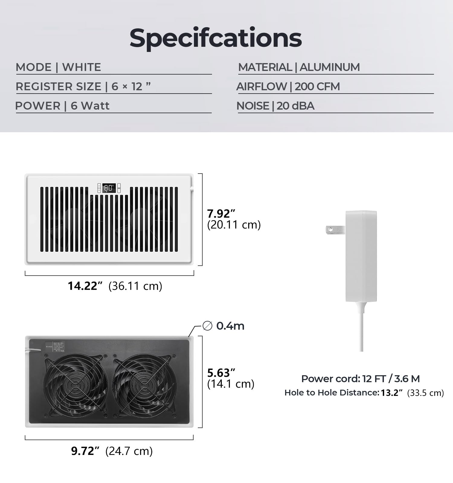 BIOWIND Quiet Register Booster Fan in use, pulling warm or cool air through the vent.