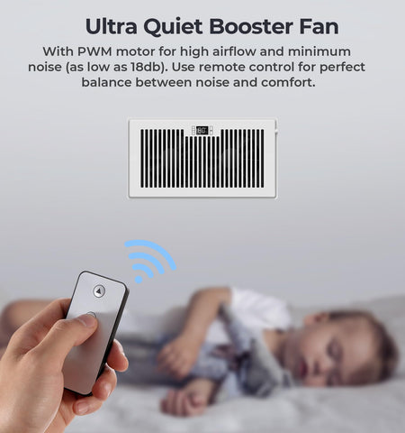 BIOWIND Quiet Register Booster Fan thermostat sensor ensures responsive heating or cooling cues.