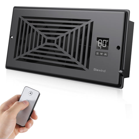 BIOWIND Quiet Register Booster vent appearance with sleek anodized frame enhances room aesthetics.