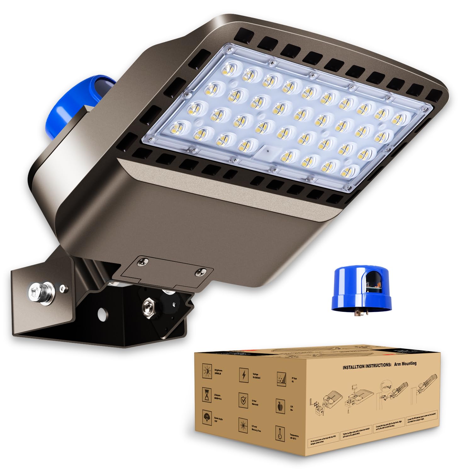 Biritalo 22500lm LED parking light delivers bright outdoor coverage and security.