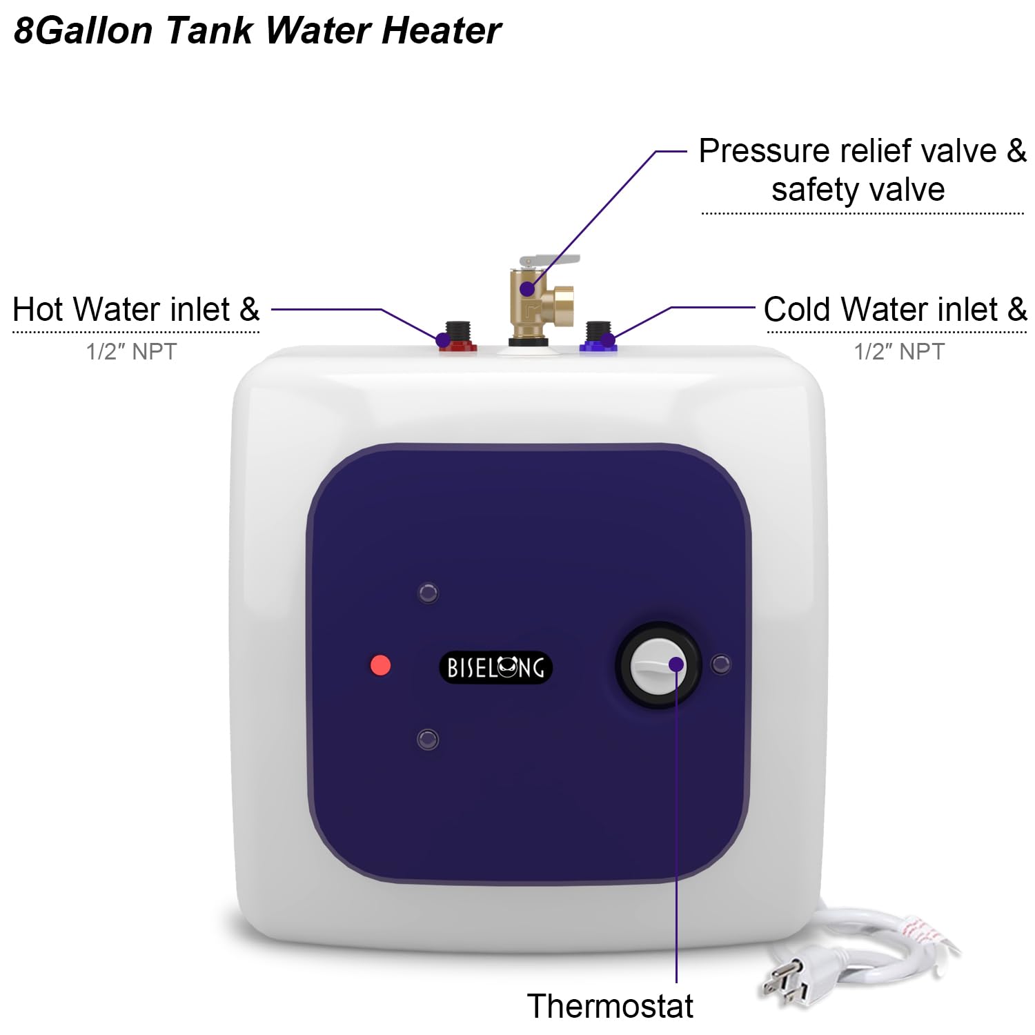 BISELONG rapid heating with 316 stainless element for fast warm water.