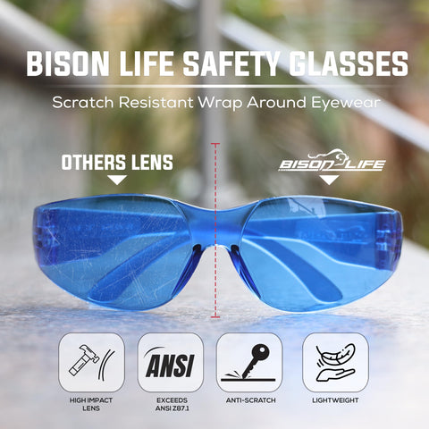 BISON LIFE anti-scratch coating keeps lenses clear during work tasks.