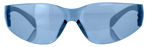 BISON LIFE blue safety glasses guard against flying debris and splinters.