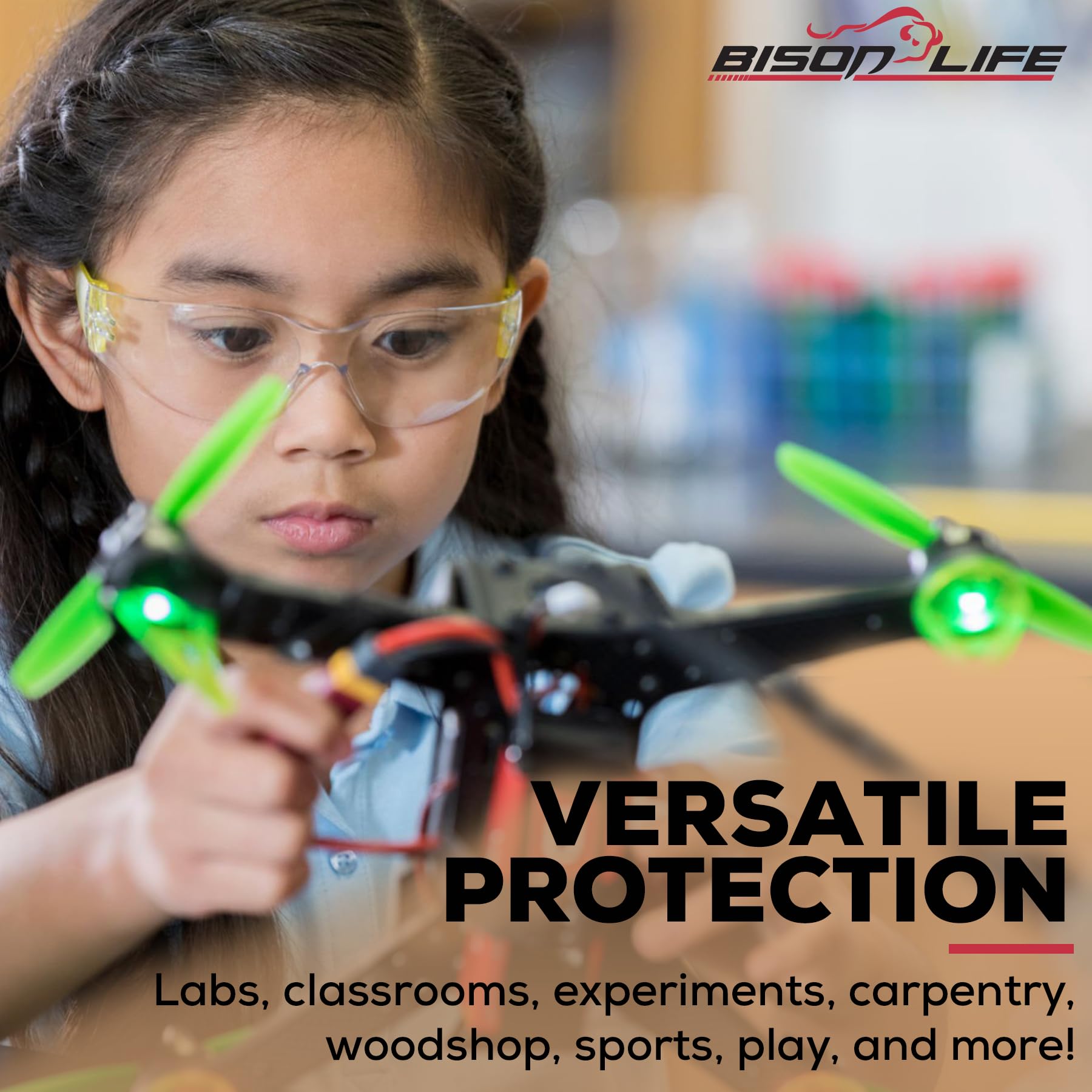 BISON LIFE safety glasses meet ANSI Z87-1 standards for kids