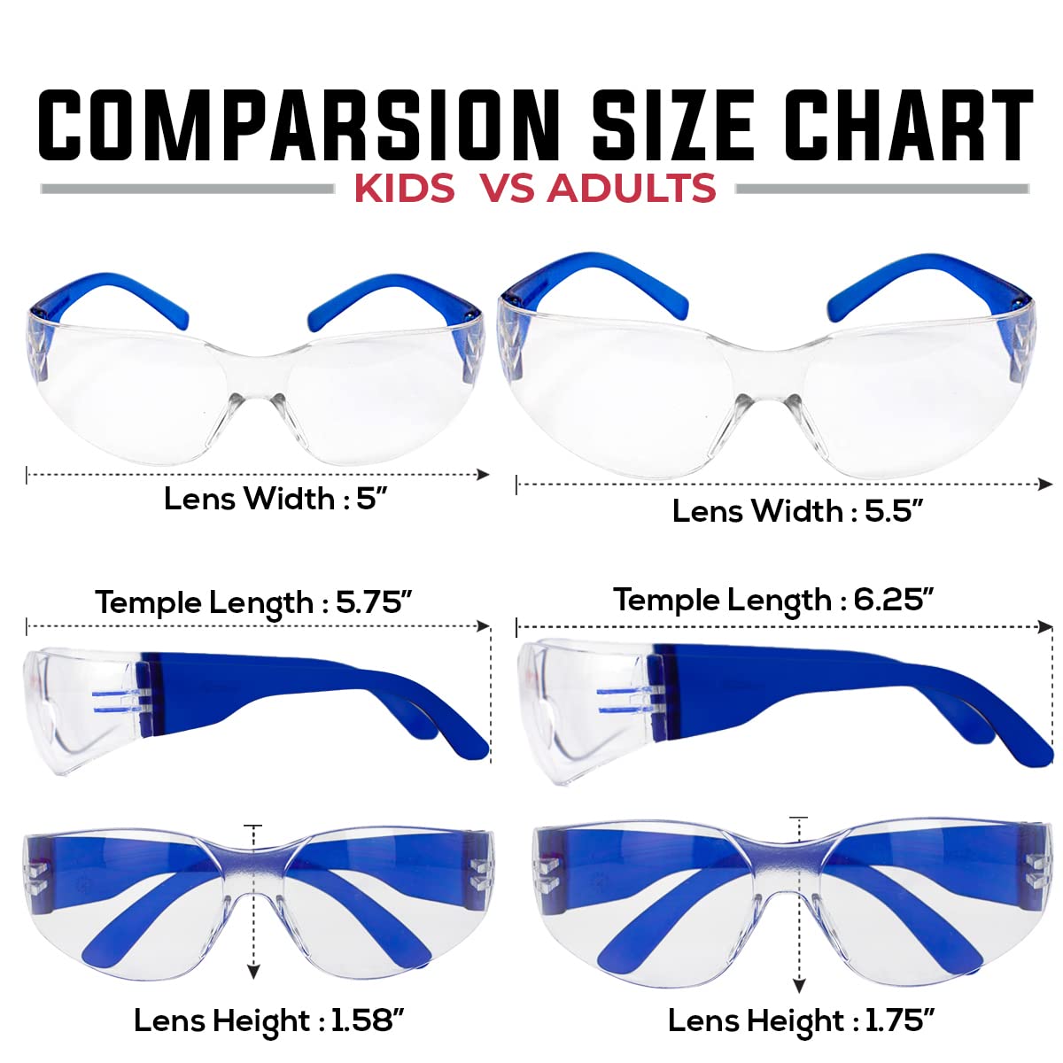 BISON LIFE uni-lens with side shields for peripheral eye protection