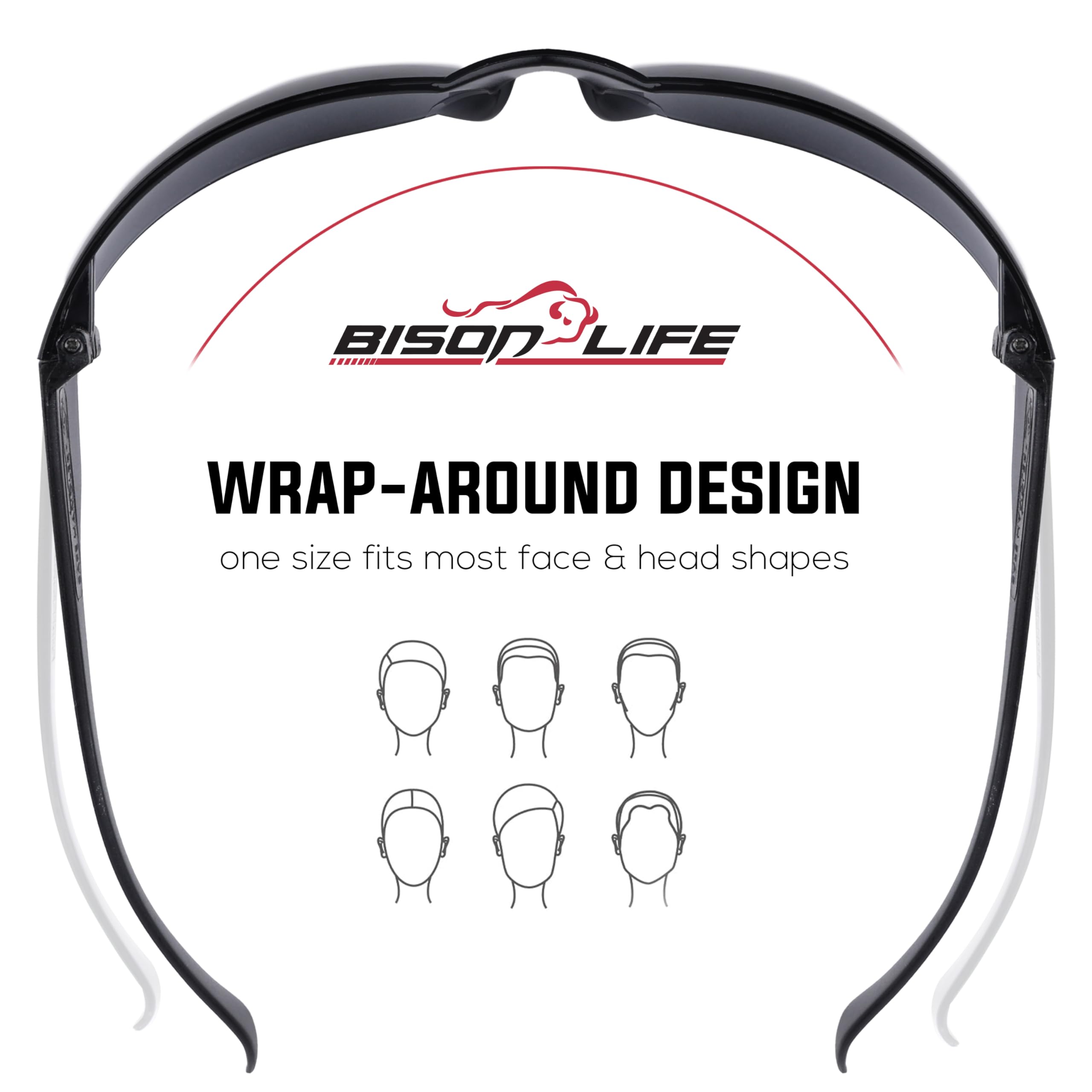 BISON LIFE comfort-fit temples provide secure wear through long shifts