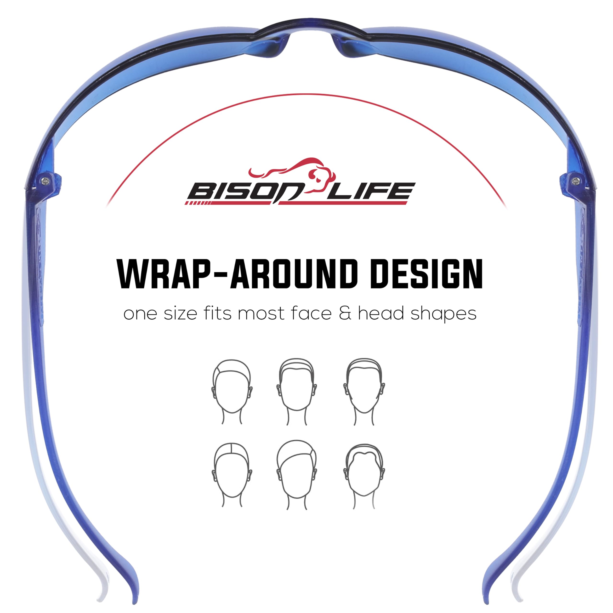 BISON LIFE universal-fit temples ensure a secure fit for most users.