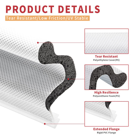 BISOTHAI white weather strip for exterior and interior doors helps reduce noise and dust