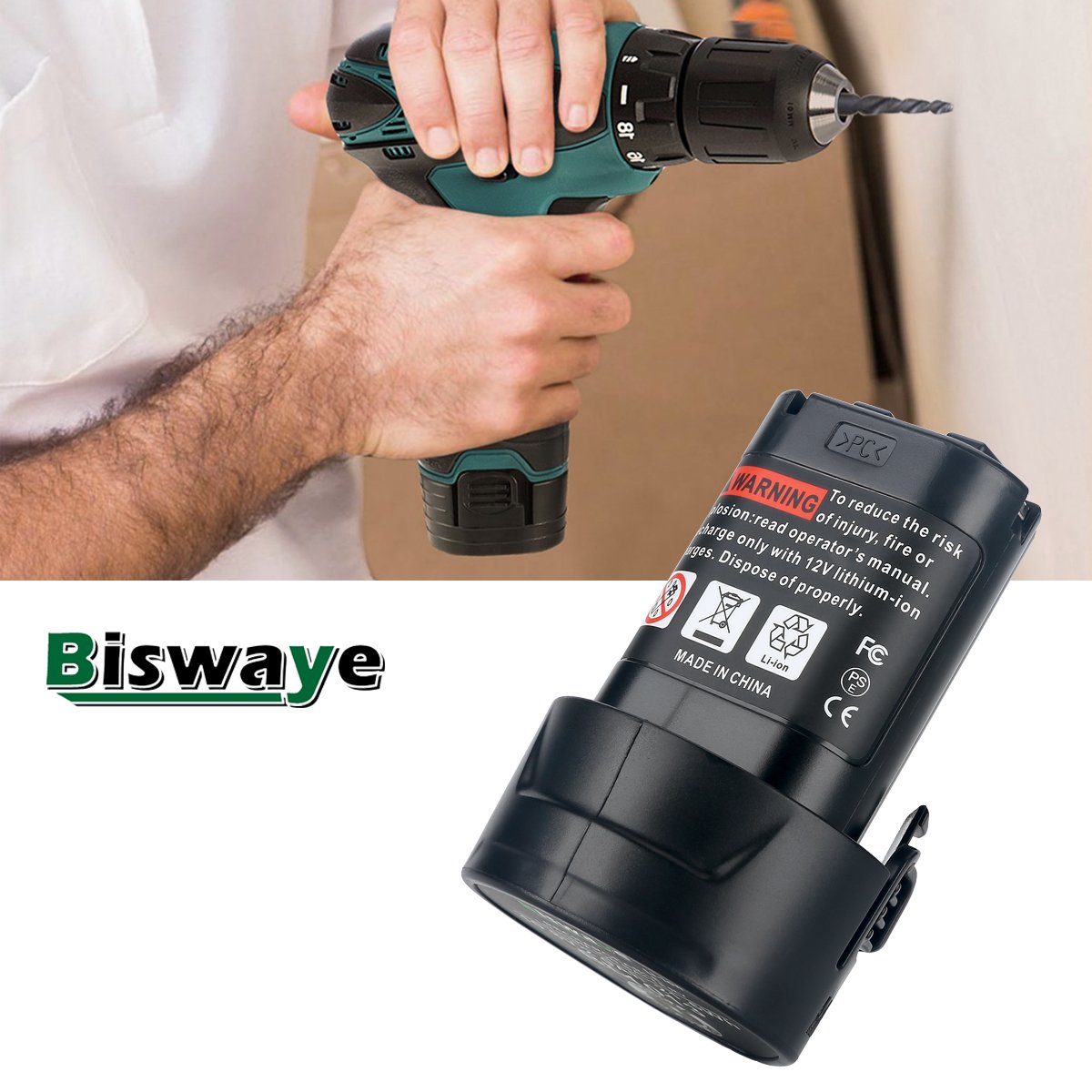 Biswaye 2Pack 3.0Ah battery with built-in safety microchip