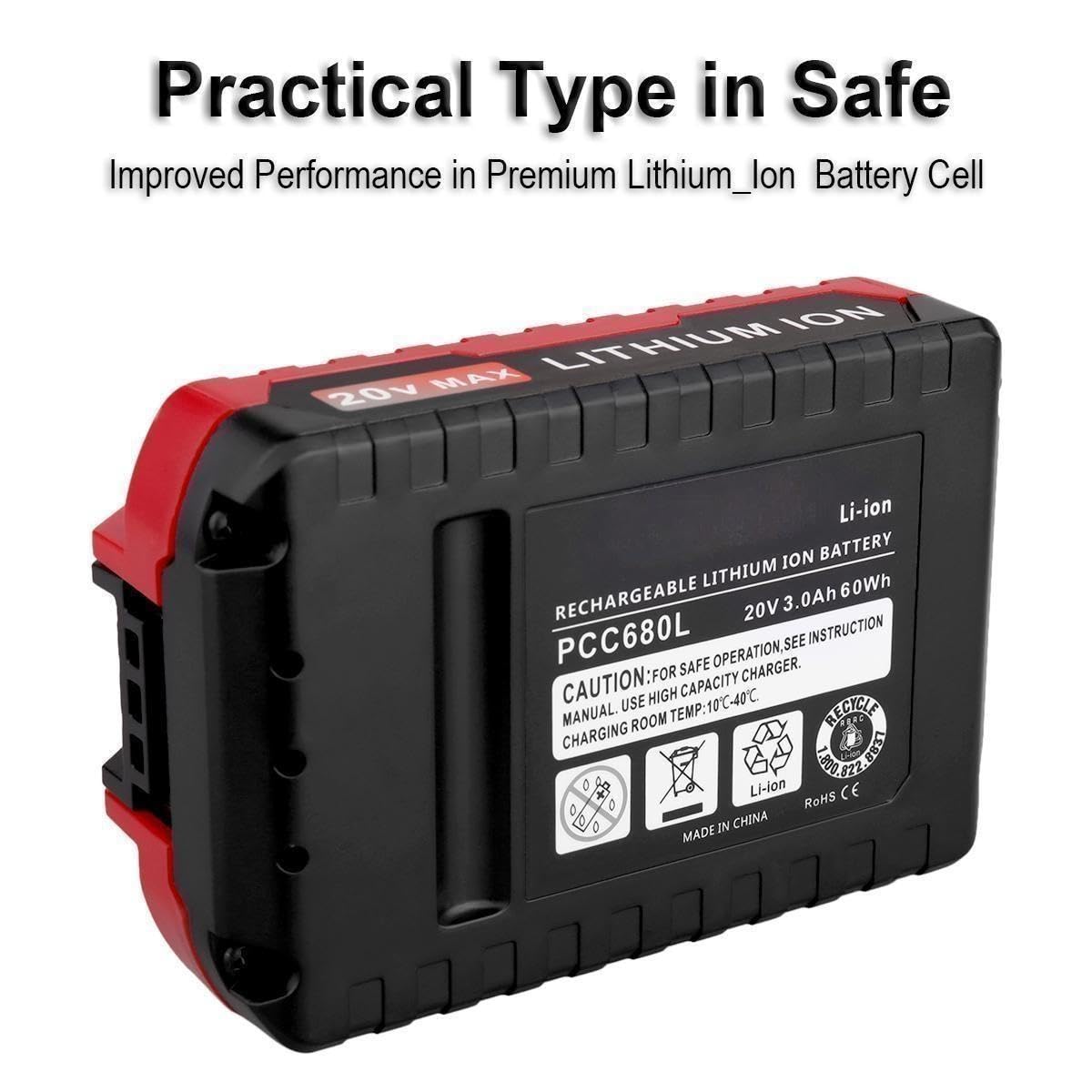 Biswaye battery label and graphics conveying 3.0Ah capacity and safety features