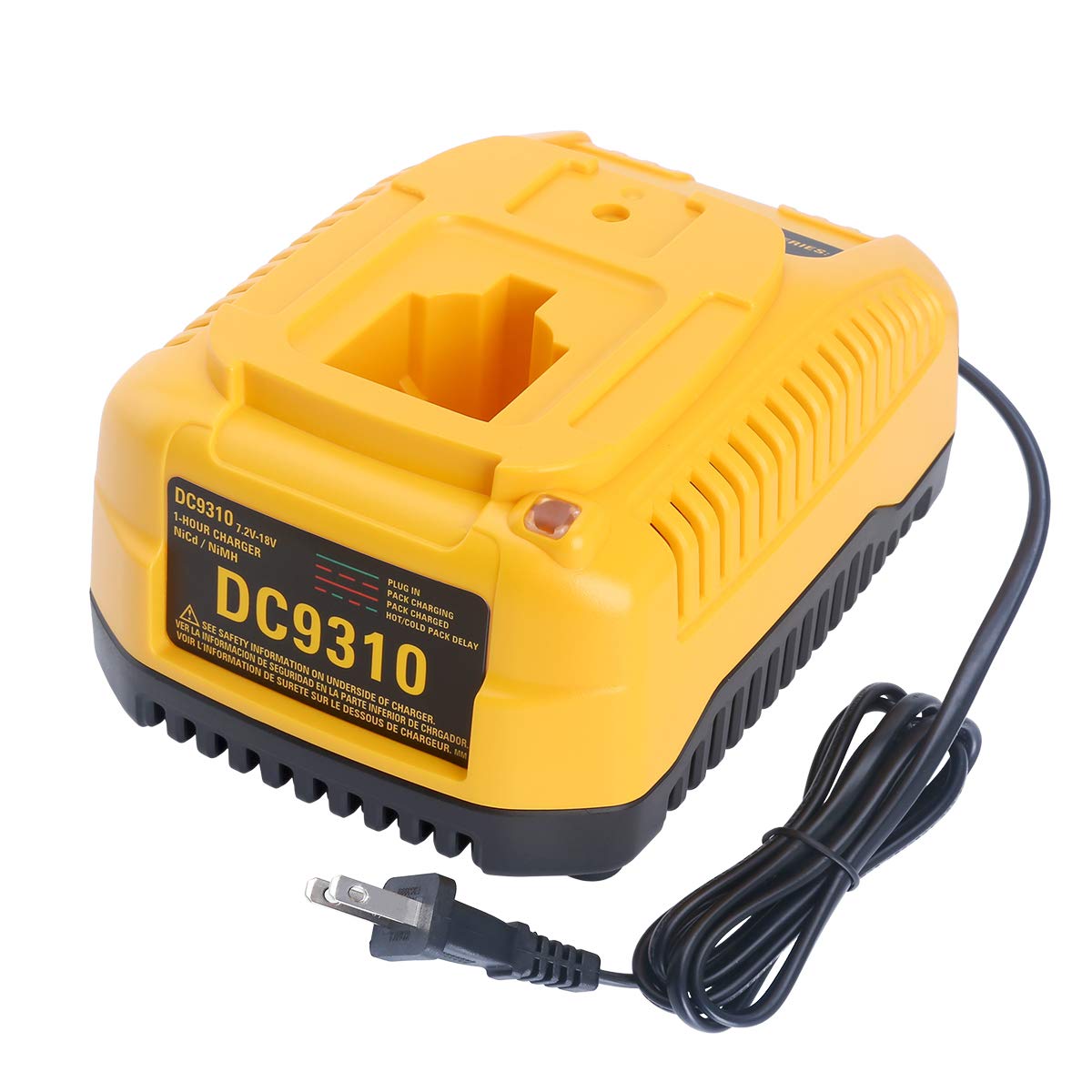 Biswaye DC9310 charger compatible with Dewalt 18V XRP batteries, showcasing broad compatibility.
