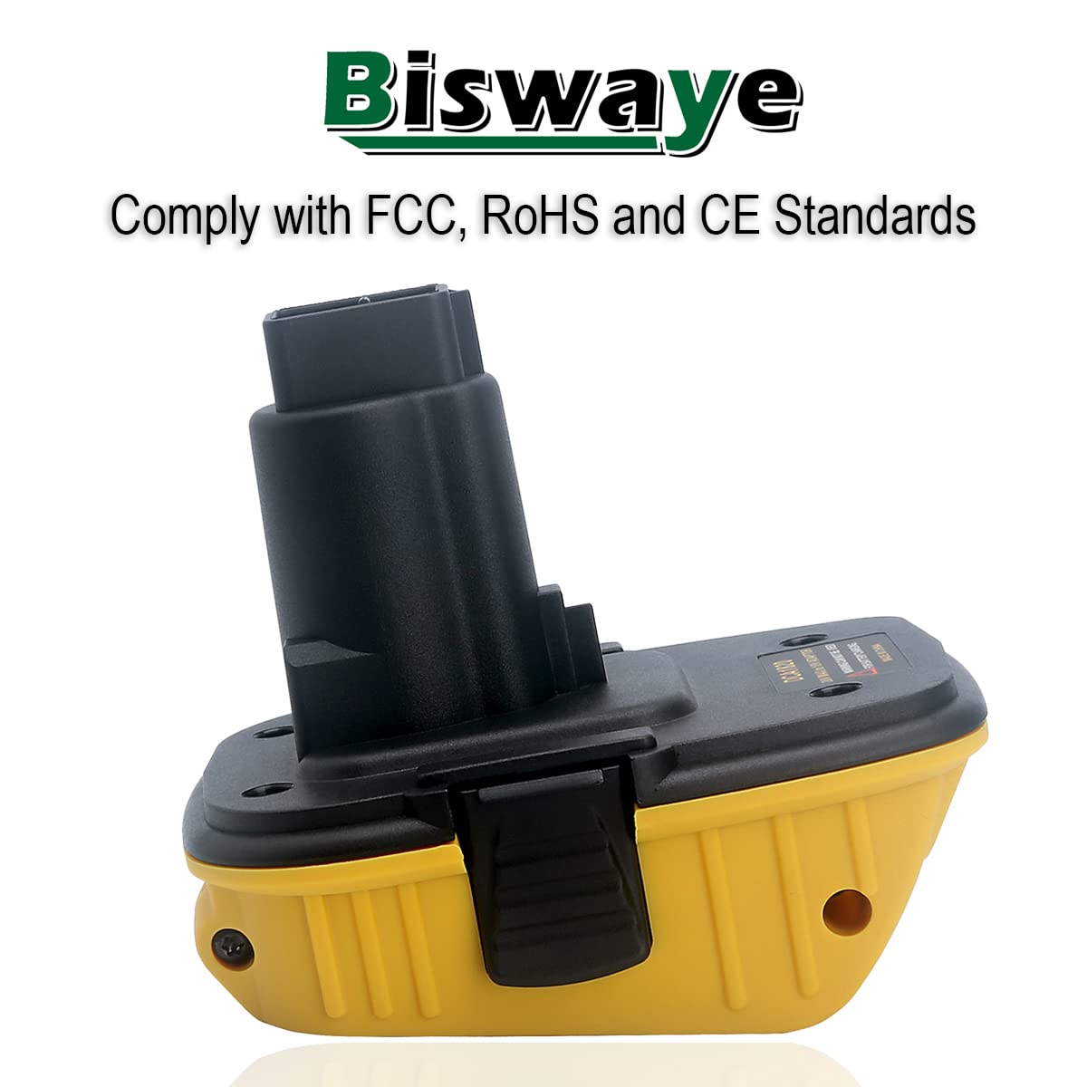 Labeling on Biswaye DCA1820 showing 18V to 20V compatibility