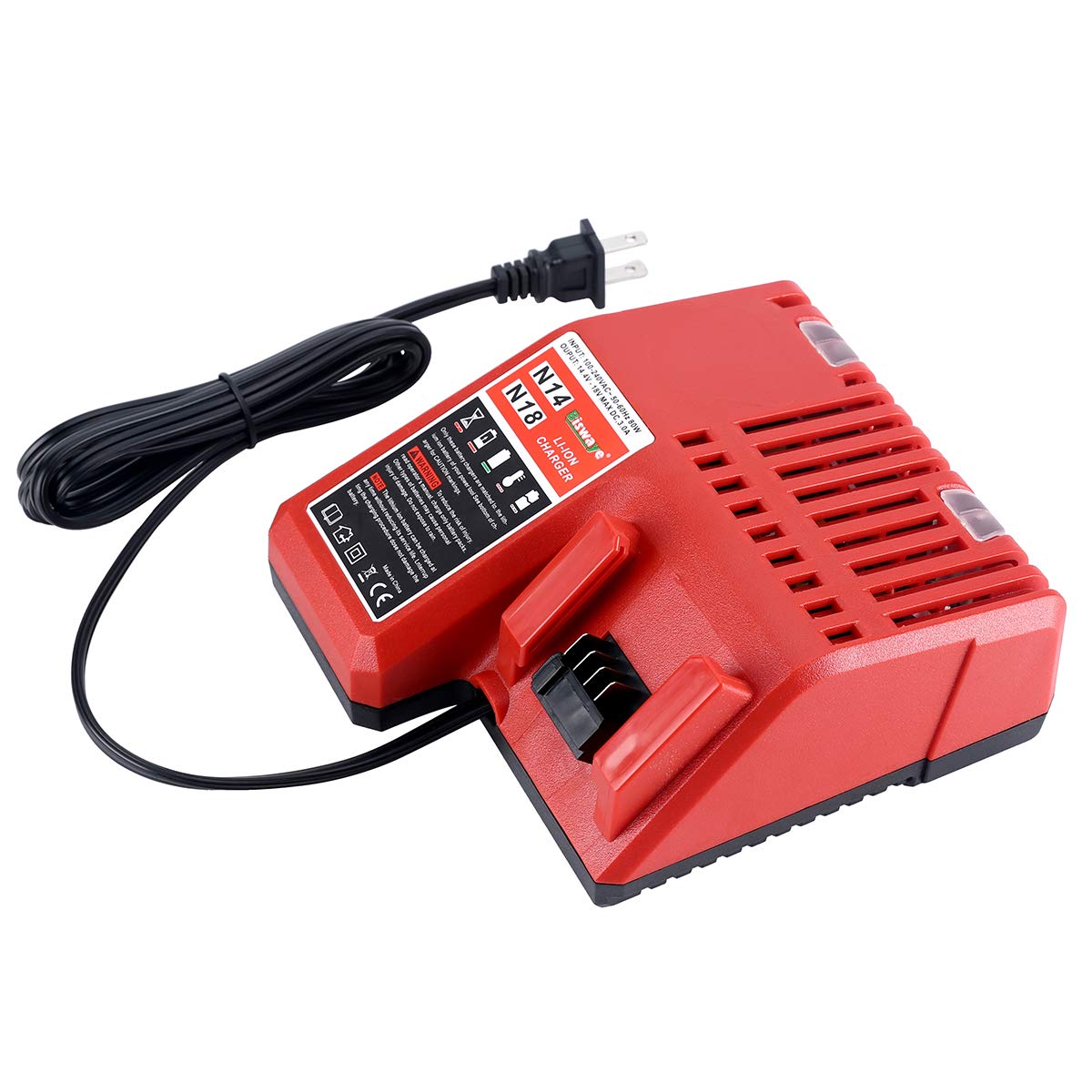 Biswaye M-18 charger compatibility chart highlights supported batteries