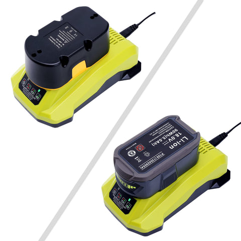 Biswaye P117 compatibility spans Ryobi 18V ONE+ Li-ion and NiMH/NiCd.
