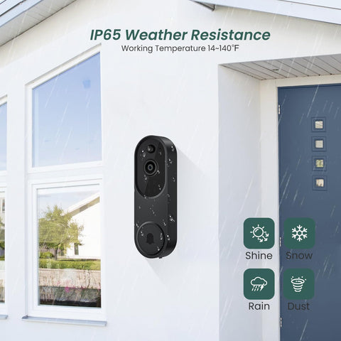 BITEPASS 1080p doorbell chime included for instant interior alerts.