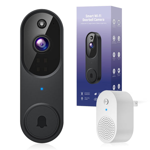 BITEPASS 1080p doorbell front view showing modern design and doorstep monitoring.