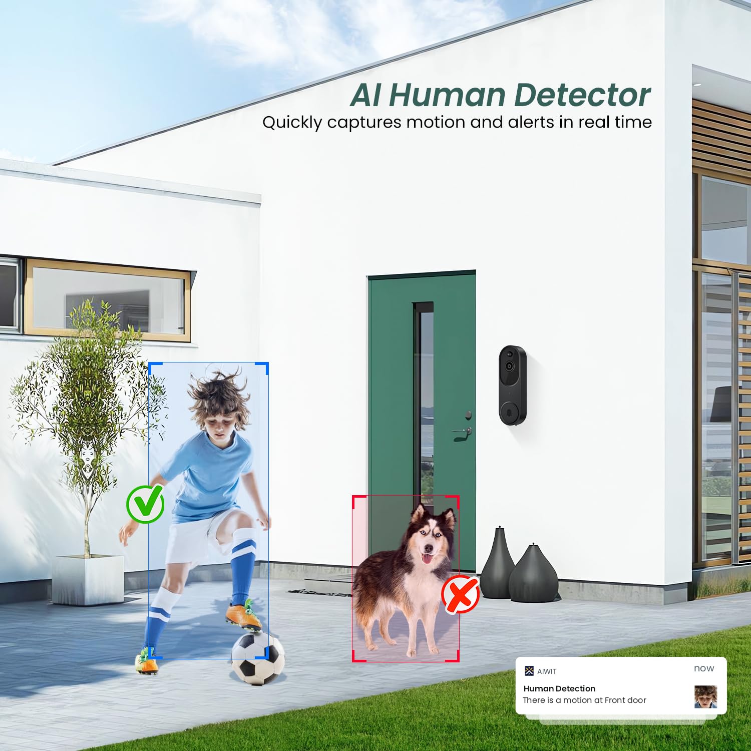 BITEPASS 1080p doorbell night vision view with clear footage in low light.