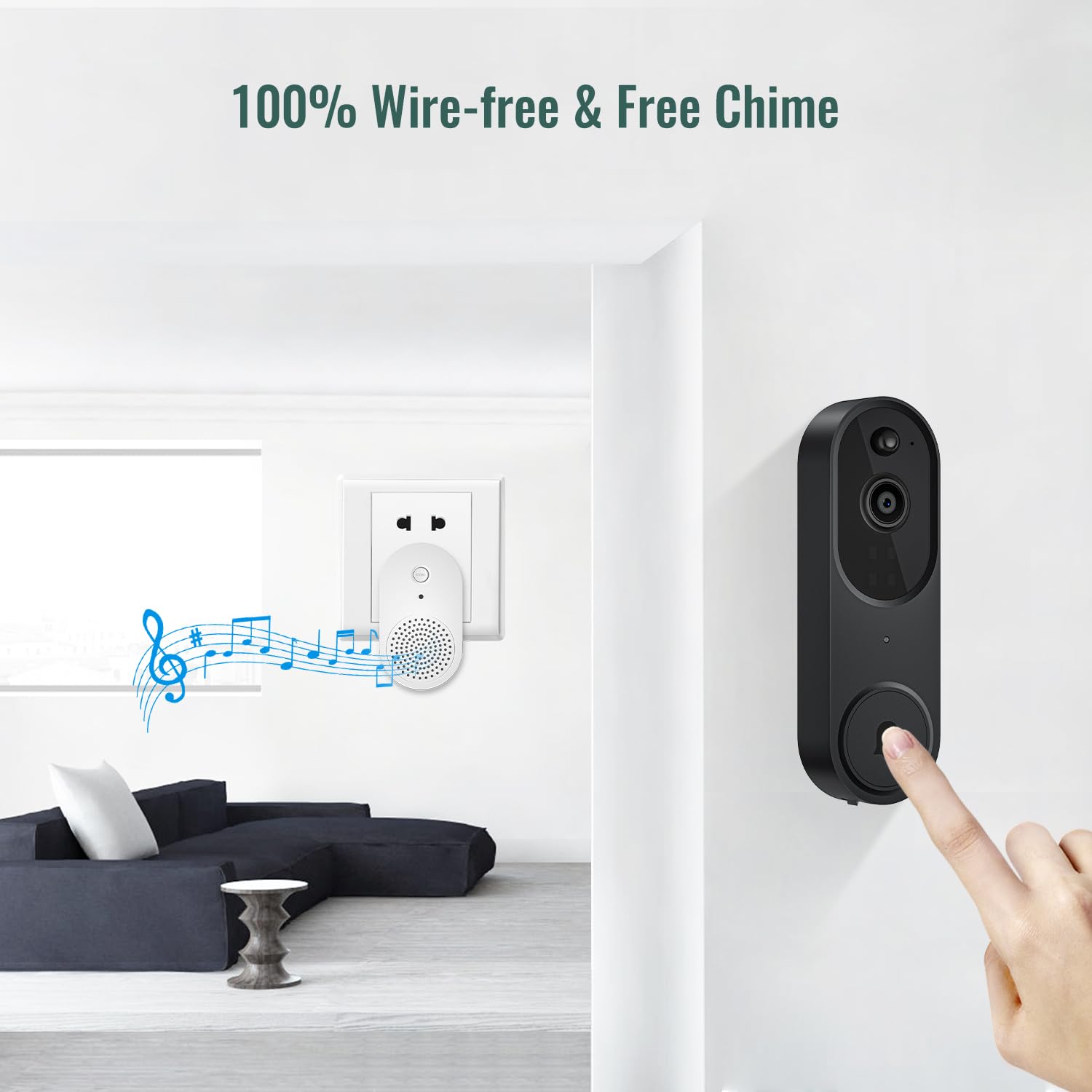 BITEPASS 1080p doorbell two-way audio enabling conversation with visitors.