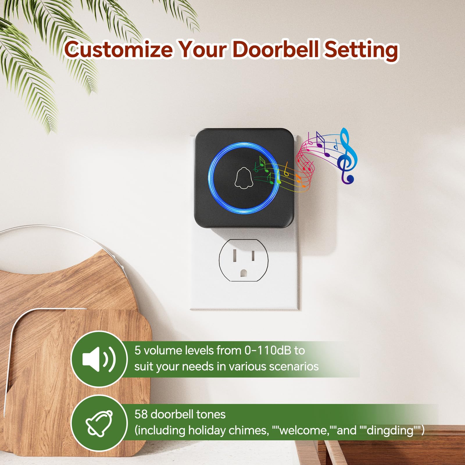BITIWEND Blink chime 656ft range illustrating whole-home coverage