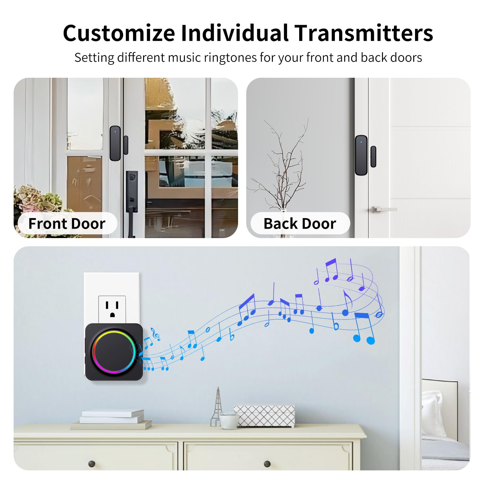 BITIWEND long-range door chime covering wide entry areas