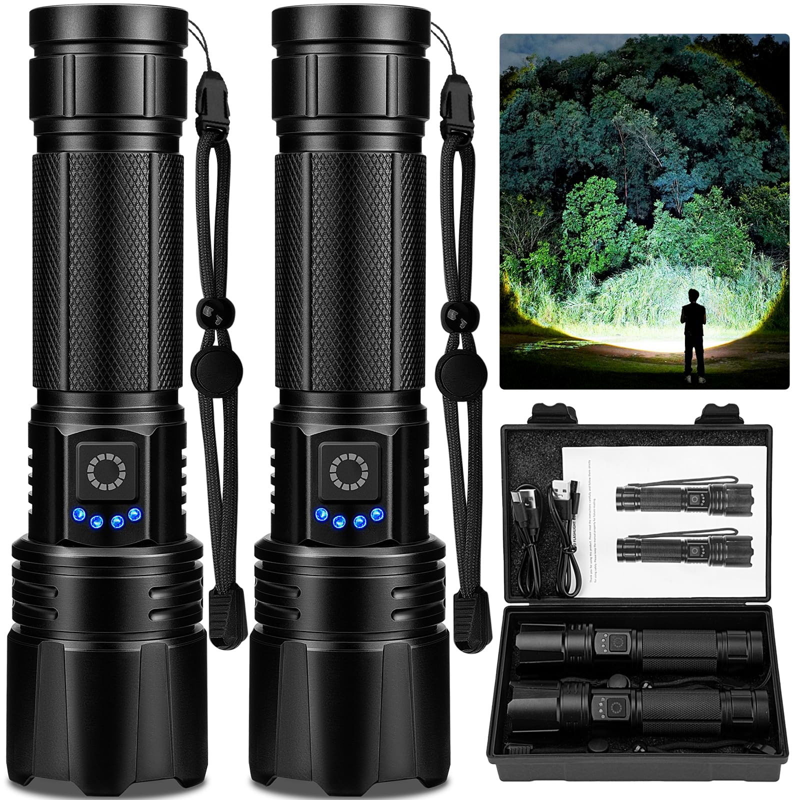 Bitlyle rechargeable LED flashlight front view delivers high brightness for outdoor visibility.