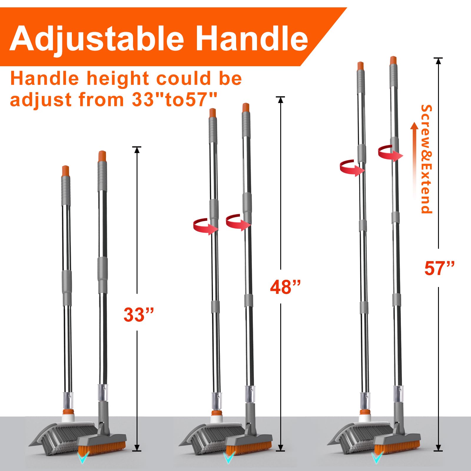 BITOPE long-handle deck brush for outdoor patio cleaning