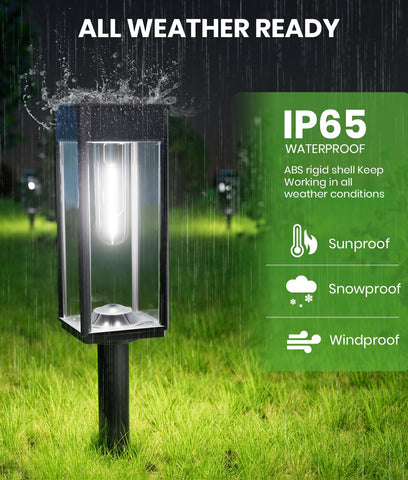 BITPOTT Bright Solar Pathway Light during dusk lighting a welcoming walkway.