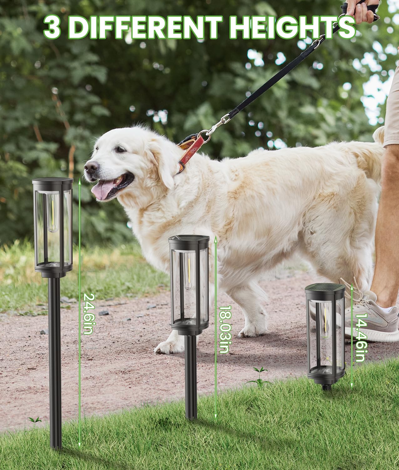 BITPOTT pathway lamps boost curb appeal along walkways and patios at night.