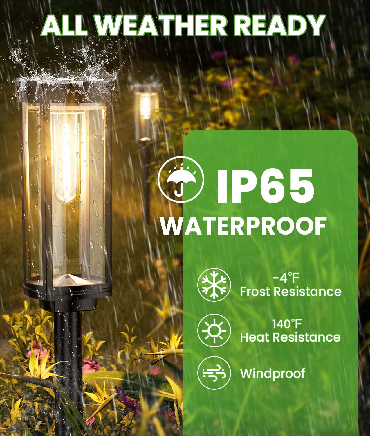 BITPOTT garden lights brighten beds and driveways with gentle, long-lasting illumination.
