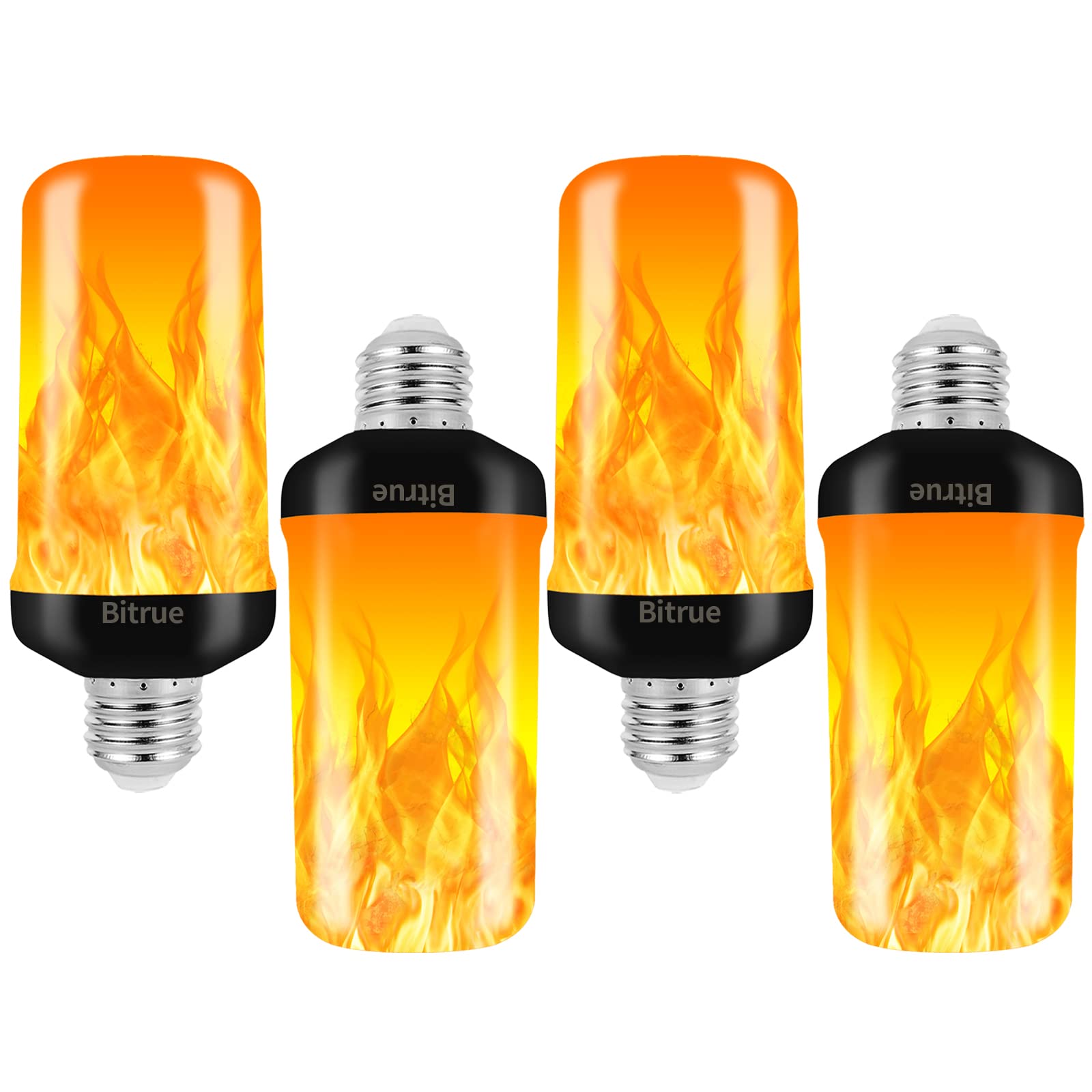 Bitrue LED flame bulb shows four modes for versatile ambiance.
