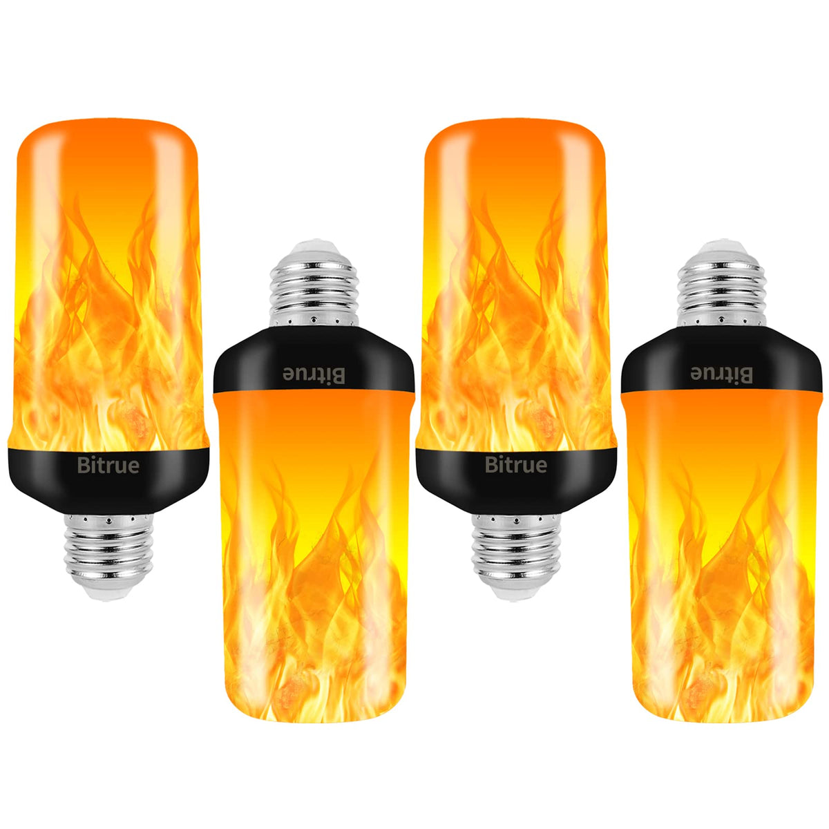 Bitrue LED flame bulb shows four modes for versatile ambiance.